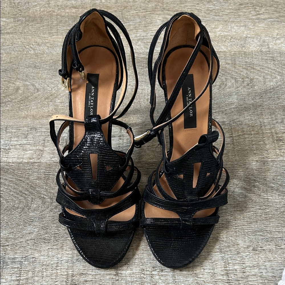 Ann Taylor Black Strappy Heels